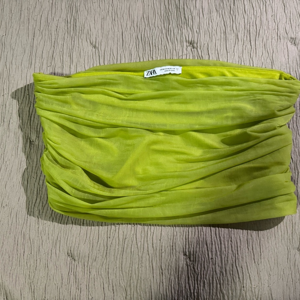Zara Lime Green Ruched Top